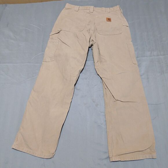Carhartt Pants Mens 32x30 Beige Cargo Carpenter B151 DKH Loose Original Fit Work - Picture 2 of 15
